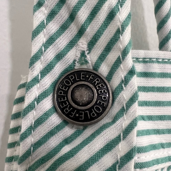 Free People Salopette In Town Green Striped Overalls Size Small New - Picture 7 of 10